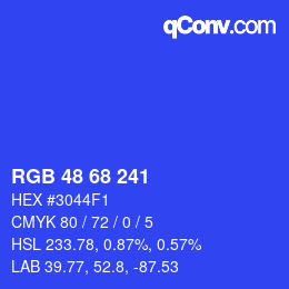 Color code: RGB 48 68 241 | qconv.com