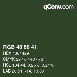 Color code: RGB 48 68 41 | qconv.com