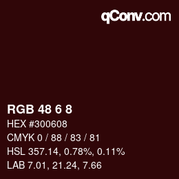Color code: RGB 48 6 8 | qconv.com