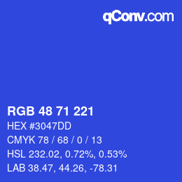 Color code: RGB 48 71 221 | qconv.com