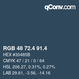カラーコード: RGB 48 72.4 91.4 | qconv.com