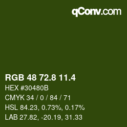カラーコード: RGB 48 72.8 11.4 | qconv.com