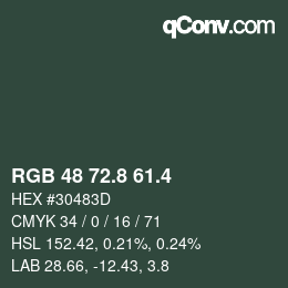 カラーコード: RGB 48 72.8 61.4 | qconv.com