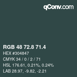カラーコード: RGB 48 72.8 71.4 | qconv.com