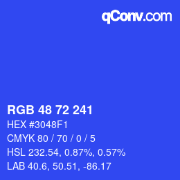 Color code: RGB 48 72 241 | qconv.com
