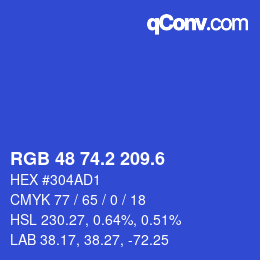 カラーコード: RGB 48 74.2 209.6 | qconv.com
