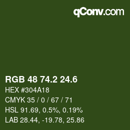 カラーコード: RGB 48 74.2 24.6 | qconv.com