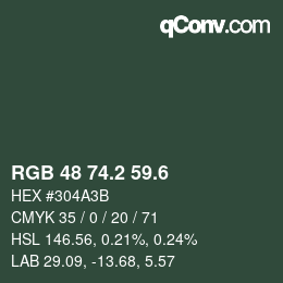 カラーコード: RGB 48 74.2 59.6 | qconv.com