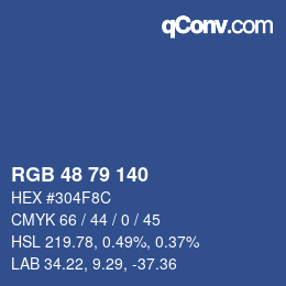 Color code: RGB 48 79 140 | qconv.com