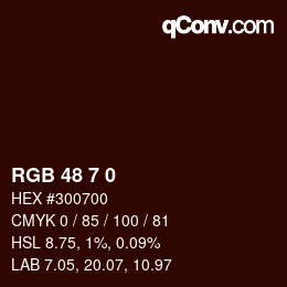 Color code: RGB 48 7 0 | qconv.com