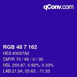 Color code: RGB 48 7 162 | qconv.com