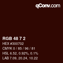 Color code: RGB 48 7 2 | qconv.com