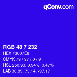 Color code: RGB 48 7 232 | qconv.com
