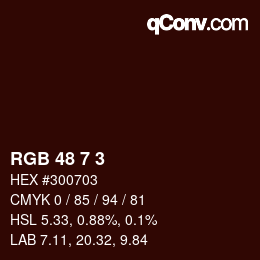 Color code: RGB 48 7 3 | qconv.com