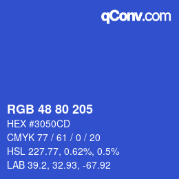 Color code: RGB 48 80 205 | qconv.com