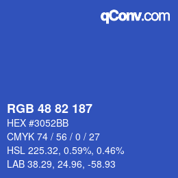 Color code: RGB 48 82 187 | qconv.com