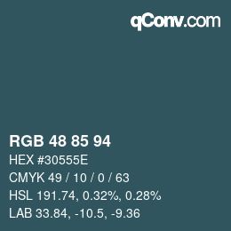 Código de color: RGB 48 85 94 | qconv.com