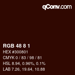 カラーコード: RGB 48 8 1 | qconv.com