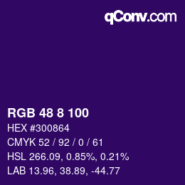 Color code: RGB 48 8 100 | qconv.com