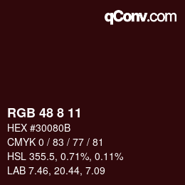Color code: RGB 48 8 11 | qconv.com