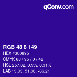 Color code: RGB 48 8 149 | qconv.com