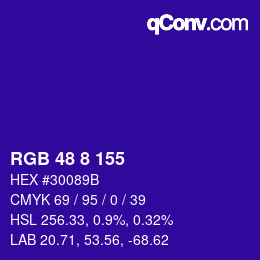 カラーコード: RGB 48 8 155 | qconv.com