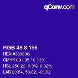 Color code: RGB 48 8 156 | qconv.com