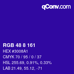 カラーコード: RGB 48 8 161 | qconv.com