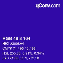 Farbcode: RGB 48 8 164 | qconv.com