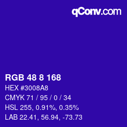 Color code: RGB 48 8 168 | qconv.com