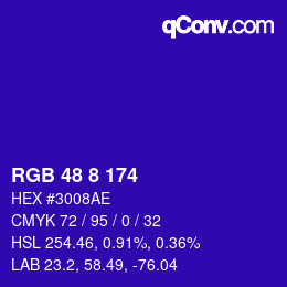 Color code: RGB 48 8 174 | qconv.com