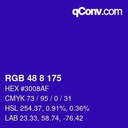 Color code: RGB 48 8 175 | qconv.com