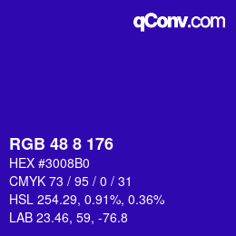 カラーコード: RGB 48 8 176 | qconv.com