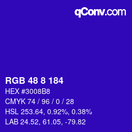 Color code: RGB 48 8 184 | qconv.com