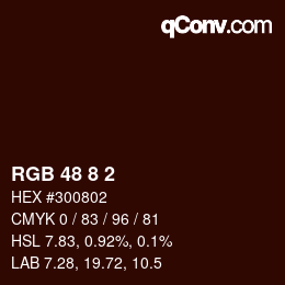 Color code: RGB 48 8 2 | qconv.com