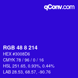 Color code: RGB 48 8 214 | qconv.com