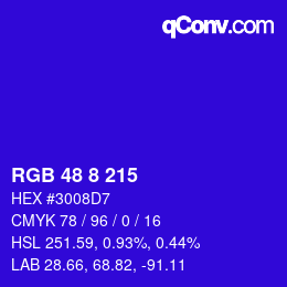 カラーコード: RGB 48 8 215 | qconv.com