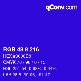 Color code: RGB 48 8 216 | qconv.com