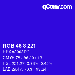 Color code: RGB 48 8 221 | qconv.com