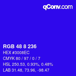 Color code: RGB 48 8 236 | qconv.com