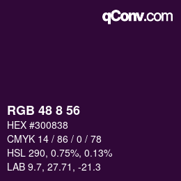 Color code: RGB 48 8 56 | qconv.com