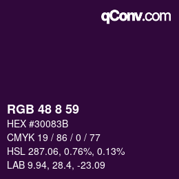カラーコード: RGB 48 8 59 | qconv.com