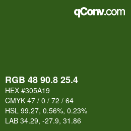 カラーコード: RGB 48 90.8 25.4 | qconv.com