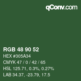 Code couleur: RGB 48 90 52 | qconv.com