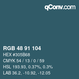 Color code: RGB 48 91 104 | qconv.com
