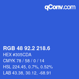 カラーコード: RGB 48 92.2 218.6 | qconv.com