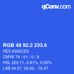 カラーコード: RGB 48 92.2 233.6 | qconv.com