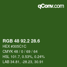 カラーコード: RGB 48 92.2 28.6 | qconv.com