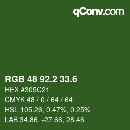 カラーコード: RGB 48 92.2 33.6 | qconv.com