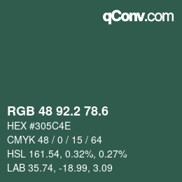 カラーコード: RGB 48 92.2 78.6 | qconv.com